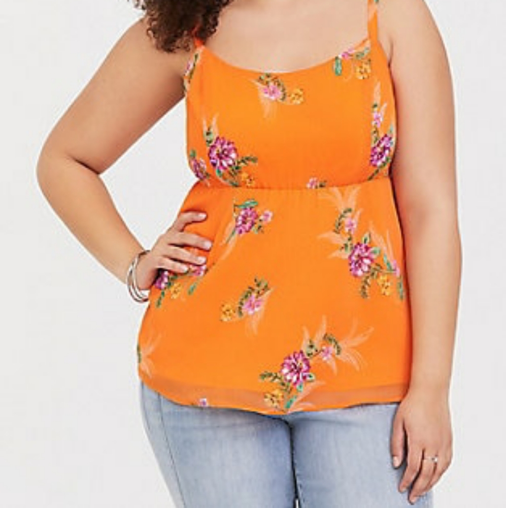 NWT - Torrid Orange/Floral Top (Sz. 1)